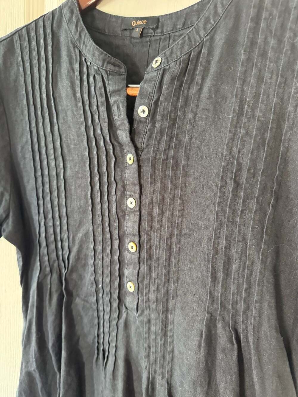 100% European Linen Short Sleeve Swing Dress, - Picture 4 of 7